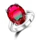 Fashion Big Oval AAAAA Zircon Rainbow Gemstone 13*18MM Multicolor Tourmaline Wedding Ring Bridal Jewelry Engagement Party Gift