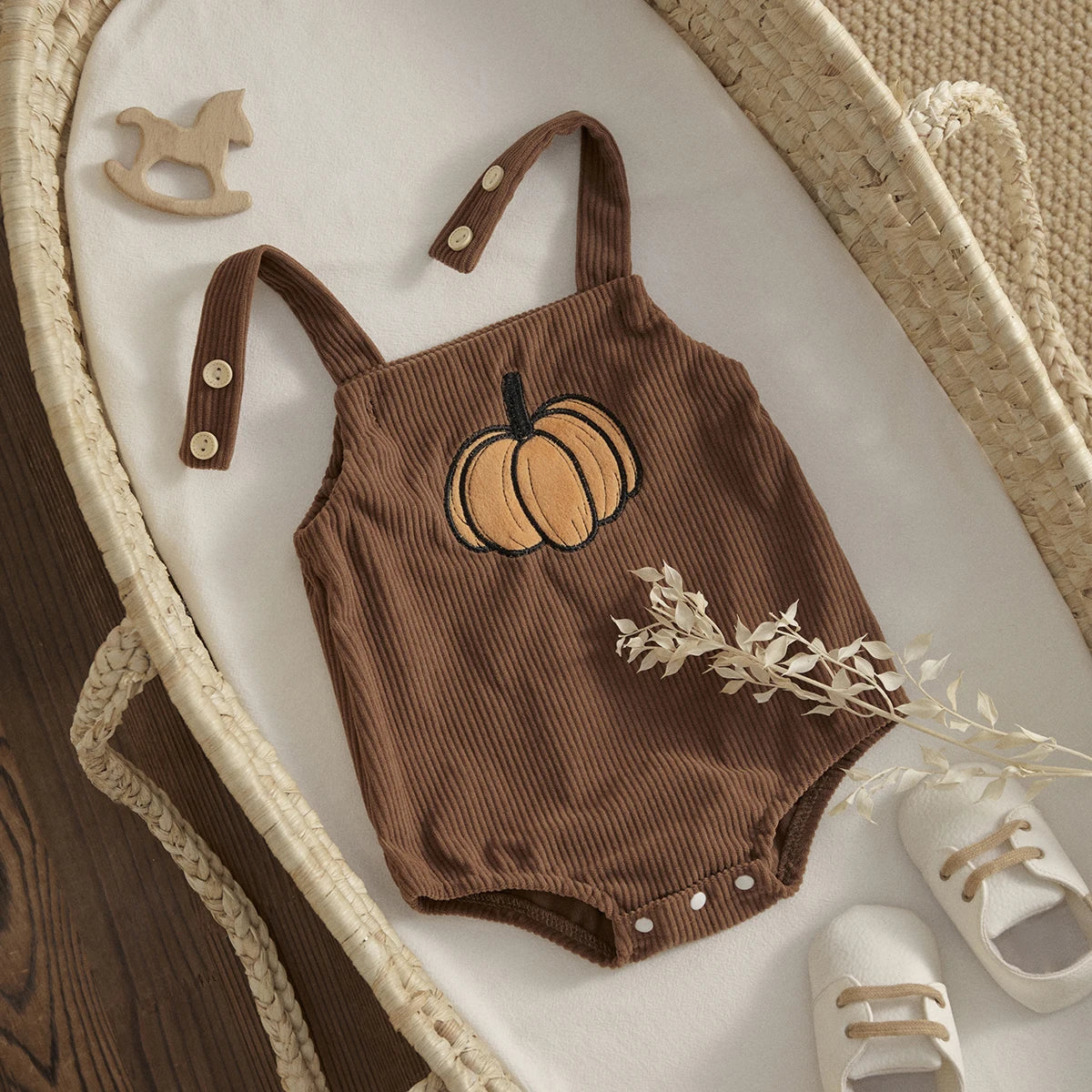 ma&baby 0-18M 1st Halloween Baby Costumes Newborn Infant Boy Girl Pumpkin Ghost Print Jumpsuit Corduroy Overalls