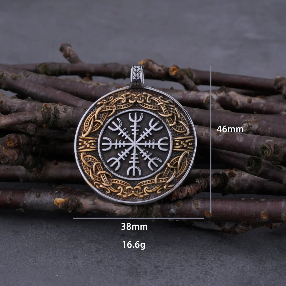 Stainless Steel Men's Viking Blend Ouroboros Helmet of Awe Necklace Hip Hop Vintage Pendant Scandinavian Jewelry Gift