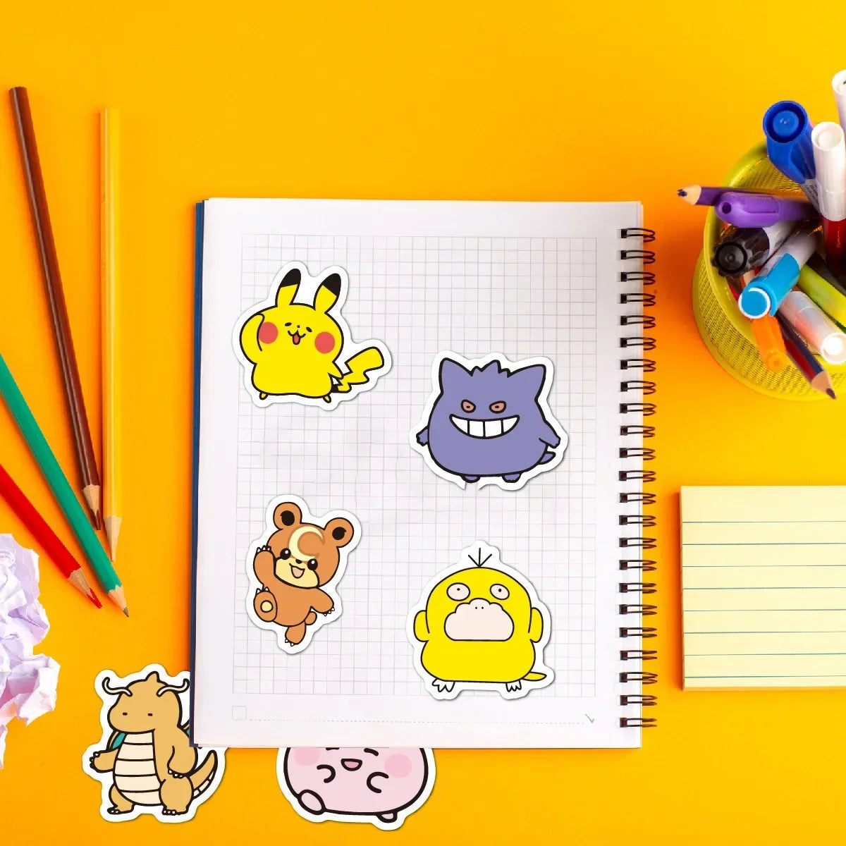 100PCS Cute Anime Pokemon Cartoon Stickers for Laptop Motorcycle Stationery DIY Kids Toys Graffiti Sticker Decoration