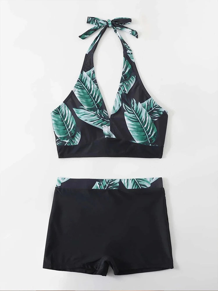 Swimwear Women Leaf Print Swimsuit Bikini 2023 New Sexy Push Up Bikinis Set Bathing Suit Summer Beach Wear Swim Suits Two Pieces