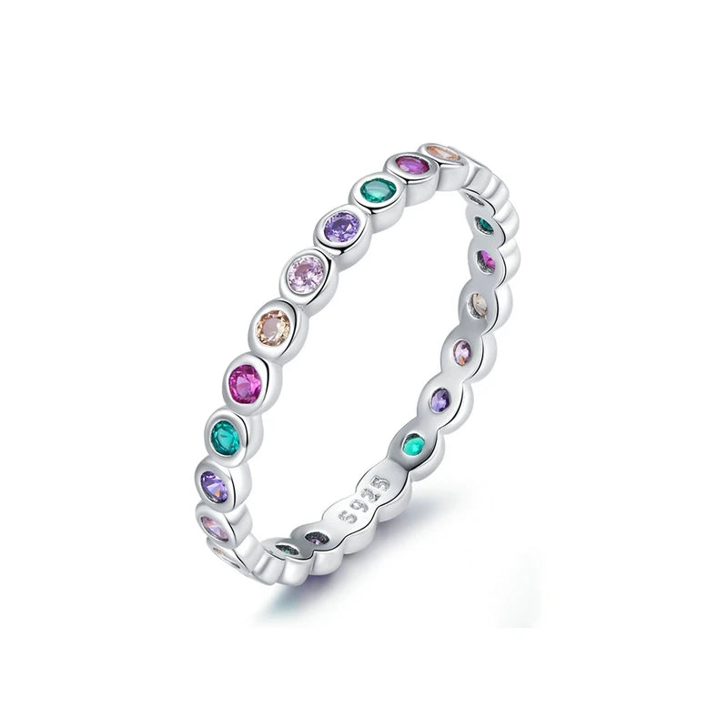 WOSTU European 925 Sterling Silver Simple Rings For Women Wedding Engagement Heart Rings With Zircon Original Female Jewelry