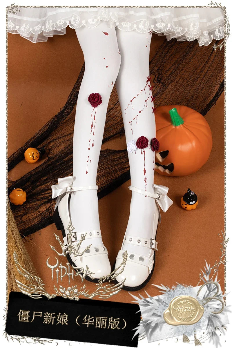 Japanese Gothic Lolita Halloween Party Pantyhose Thigh High Socks Long Compression Socks Ladies Sexy Cotton Stocking Socks