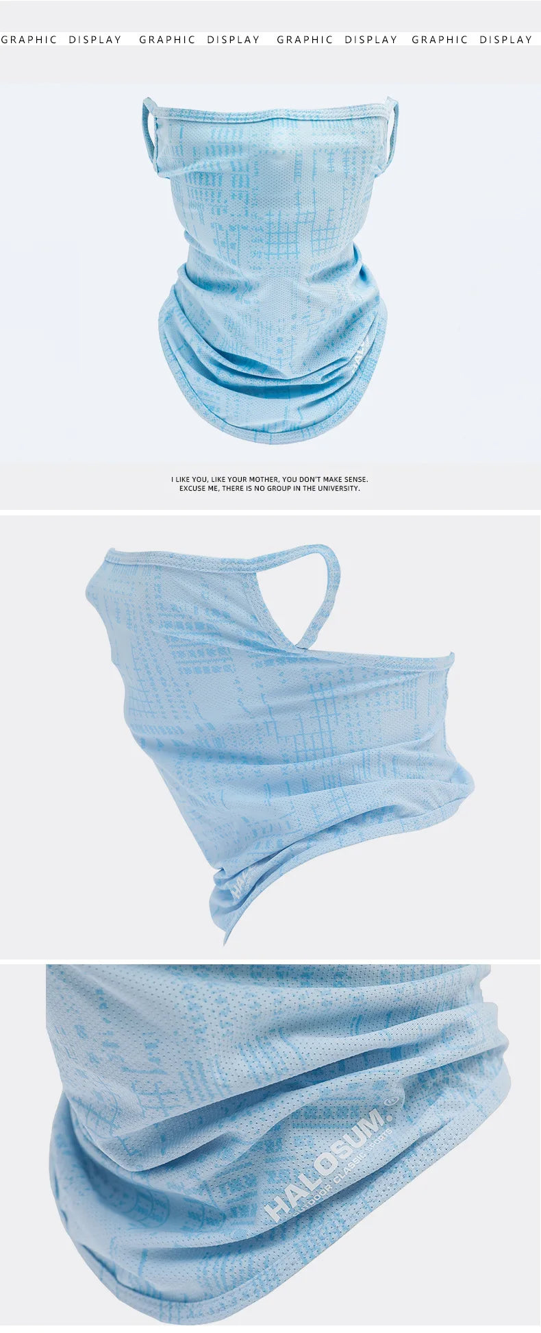 Thin Breathable Quick-dry Outdoor Face Mask Sun Protection Summer Ice Silk Scarf Letter Pullover Neck Warmer