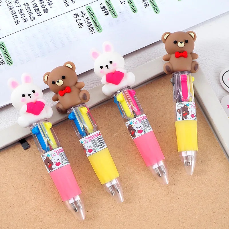 4 pcs/lot Cartoon Love Rabbit Bear 4 Colors Ballpoint Pen Mini Korean Stationery Pens For Writing Cute School Office Supply