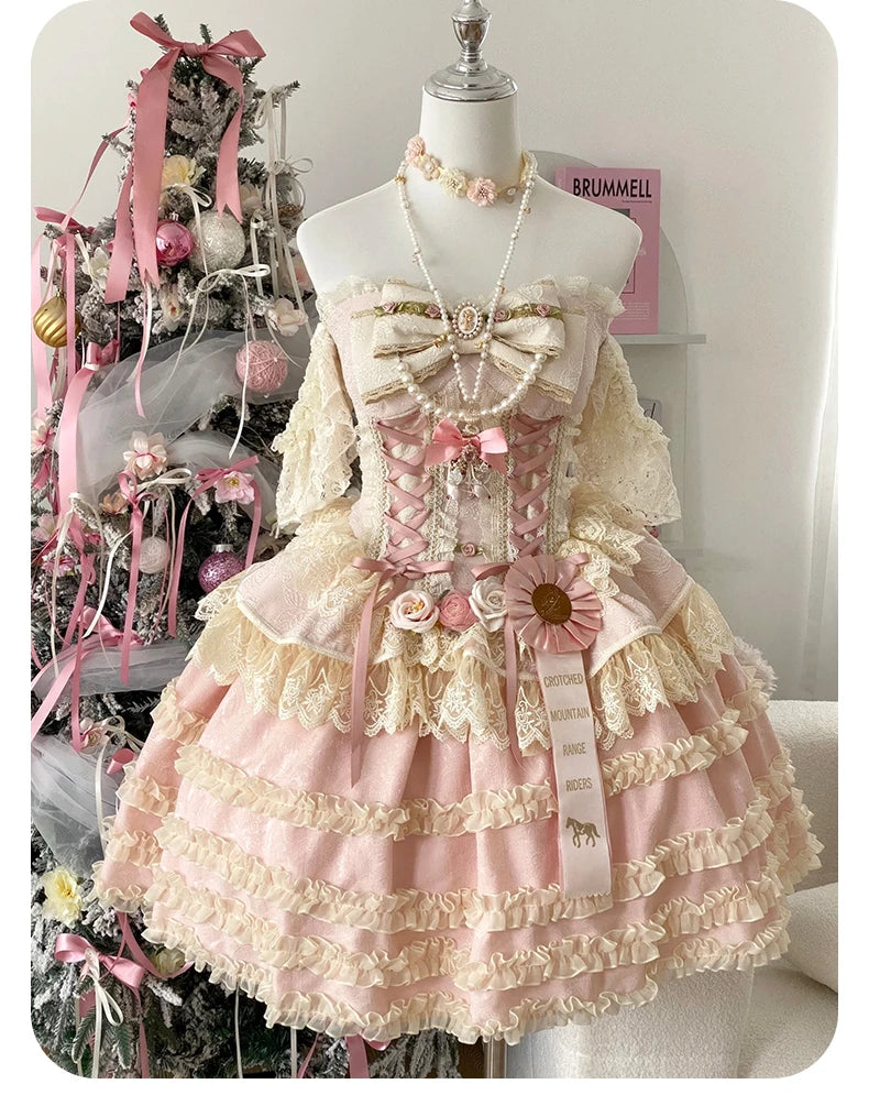 Original Romantic Atmosphere Cute Girls Skirt Sets 2025 Spring and Summer Sweet Lolita Tube Top Slim Top and Skirt 2-piece Set