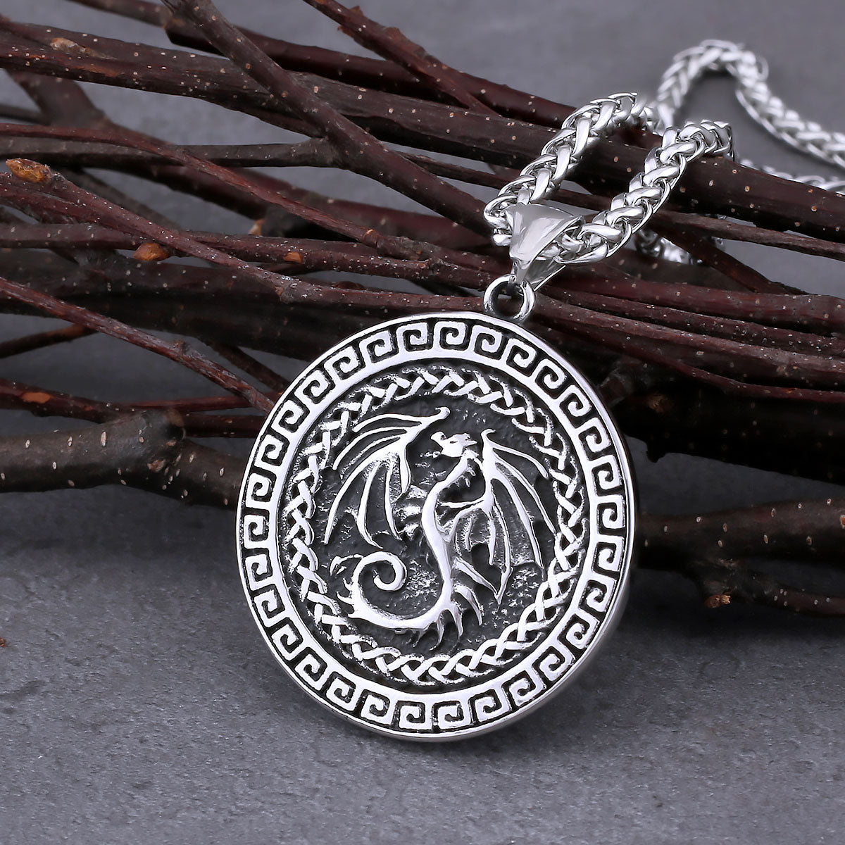 Vintage Viking Dragon Celtic Knot Necklace Stainless Steel Men's Nordic Odin Amulet Pendant Necklace Fashion Jewelry As A Gift