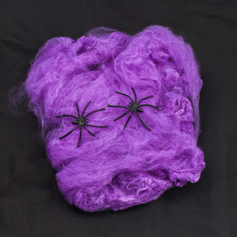 White Spider Web For Halloween Decorations Artificial Stretchy Cobweb For Halloween Scary Party Scene Decor Haunted House Props