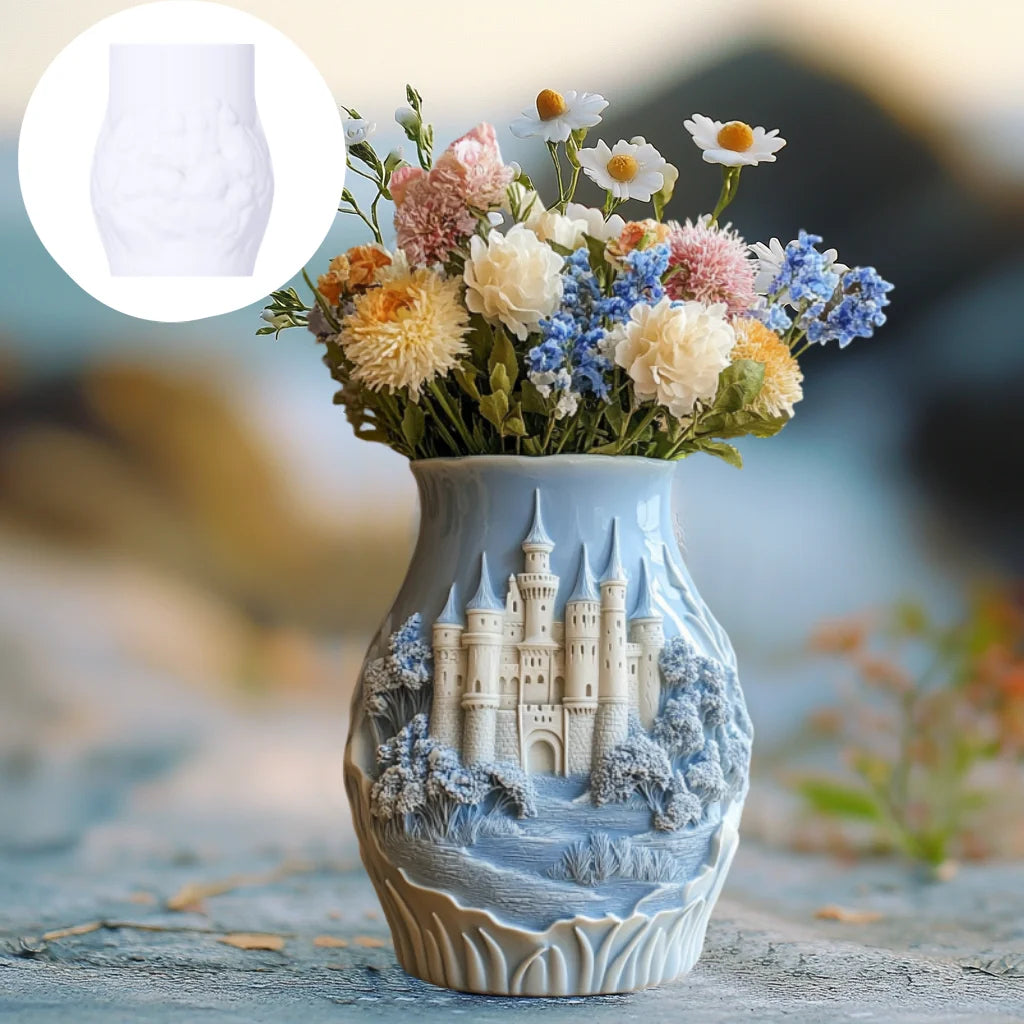 Windmill Town Succulent Plant Pot Silicone Mold Windmill Town House Relief Flower Pot Resin Mold Dream house storage box molds