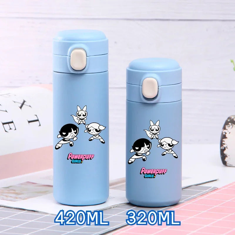 320ml/420ml The Powerpuff Girls Portable Large Capacity Sport Water Bottle Children Drinking Cup Thermal Stainless Steel