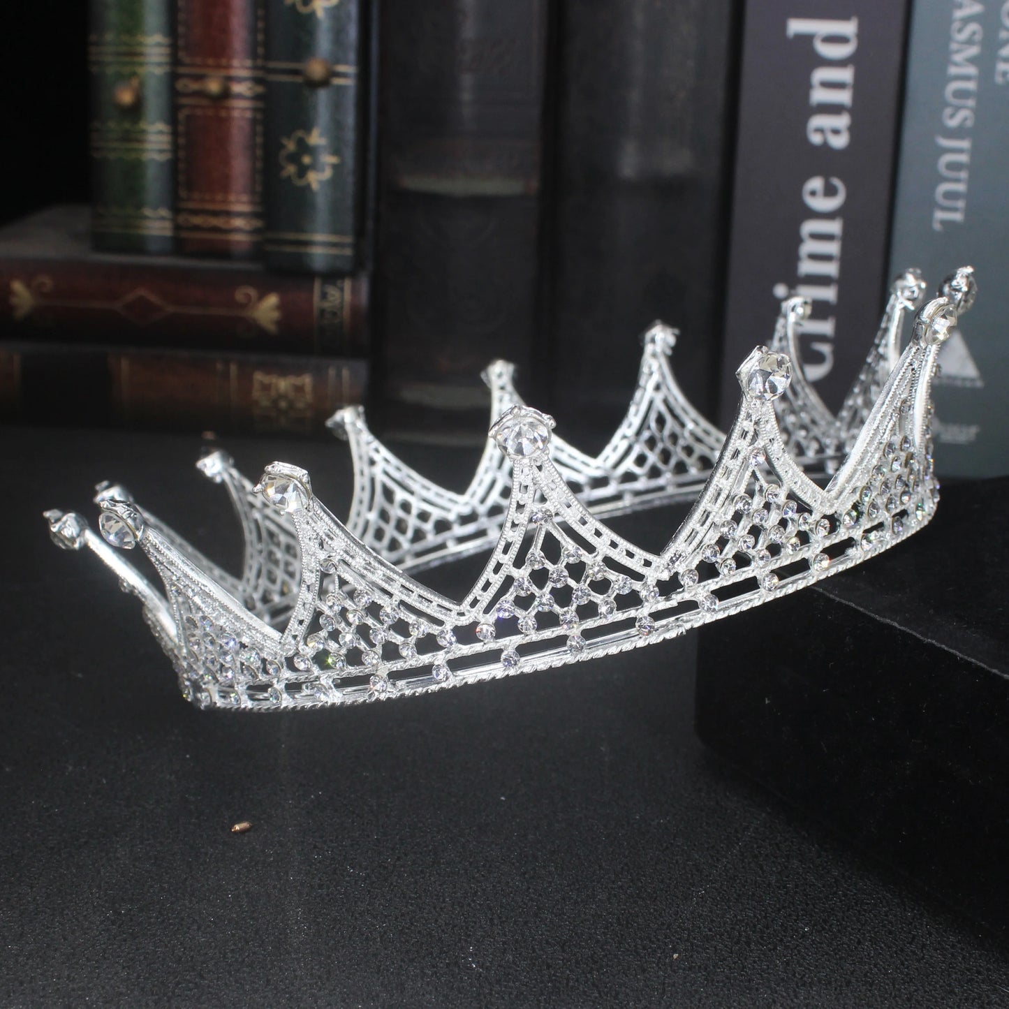 Vintage Baroque Tiara Crown Bride Crystal Queen King Crown Wedding Hair Jewelry Accessories Women Men Pageant Prom Headpiece