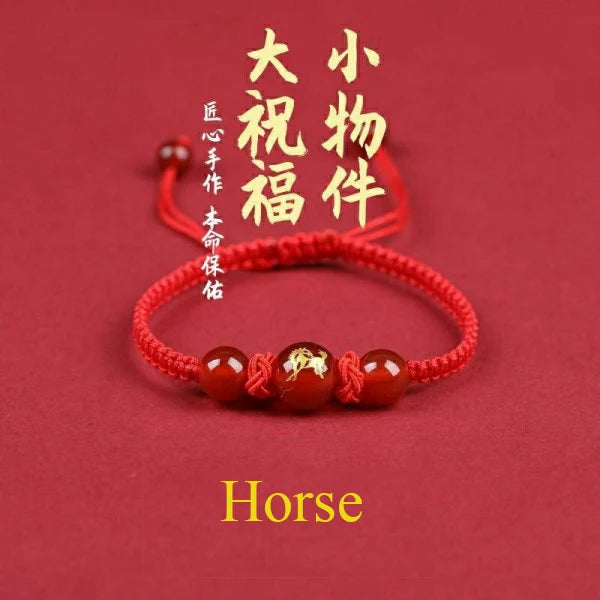 Good Luck 12 Constellation Zodiac Sign Braided Animal Couples Bracelet for Men Women Red Rope Bracelet New Year Jewelry Gift
