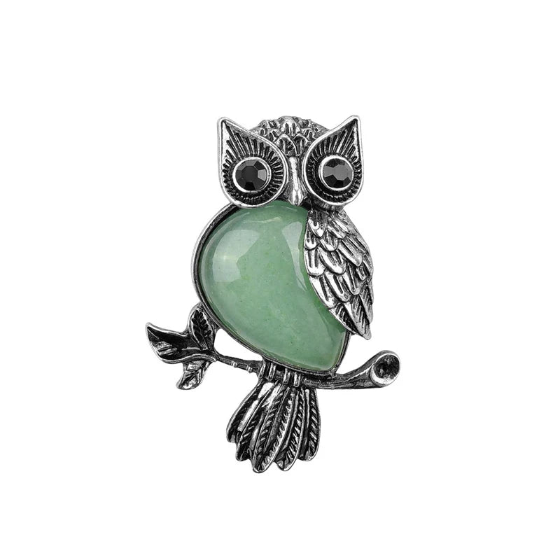 Owl Necklace Healing Crystal Stones Pendant Necklaces for Women Men Natural Amethyst Rose Quartz Gemstone Jewelry