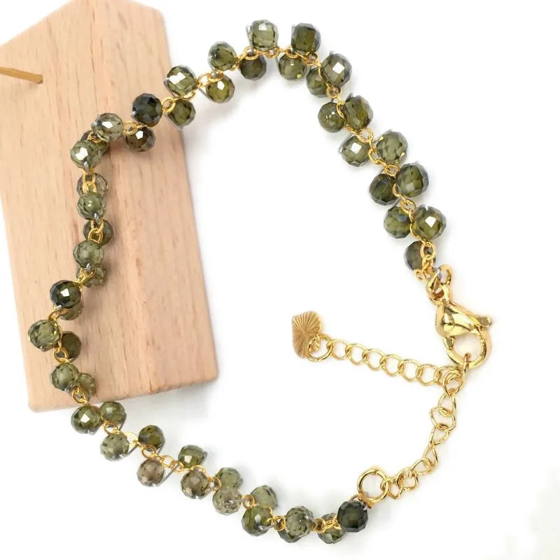 Gold Color 4MM Natural Stone Tourmaline Crystal Quartz Bracelet on Hand for Women Jewelry Party /Wedding Luxury Gift Handwork