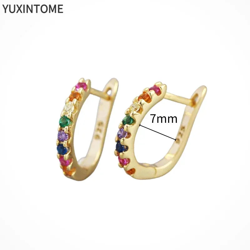 Colorful Crystal Earrings 925 Sterling Silver Ear Needle Stud Earrings for Women Cross Dangle Earrings Party Wedding Jewelry