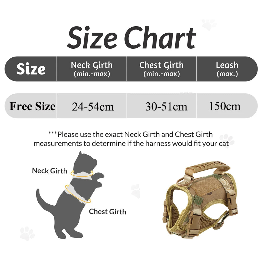 Tactical Cat Harness Leash Adjustable Puppy Vest For Military Small Dogs Harnesses 9Pcs Patches Walking Training Cat Accessories