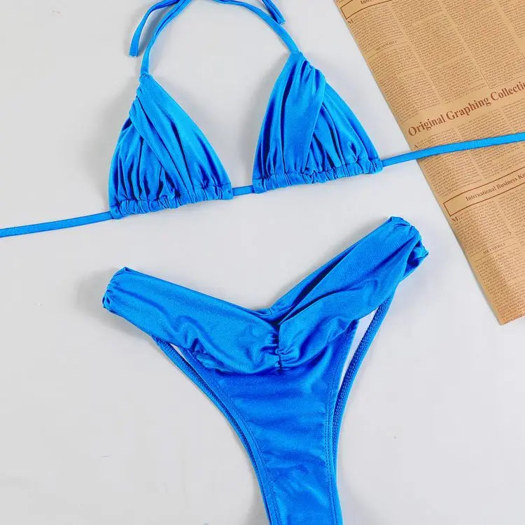 Zrtak Sexy Handwork Bikinis Small Ruffle Swimsuit Vintage Print Swimwear Women Bathing Suit Leopard Patchwork Bikini Set String
