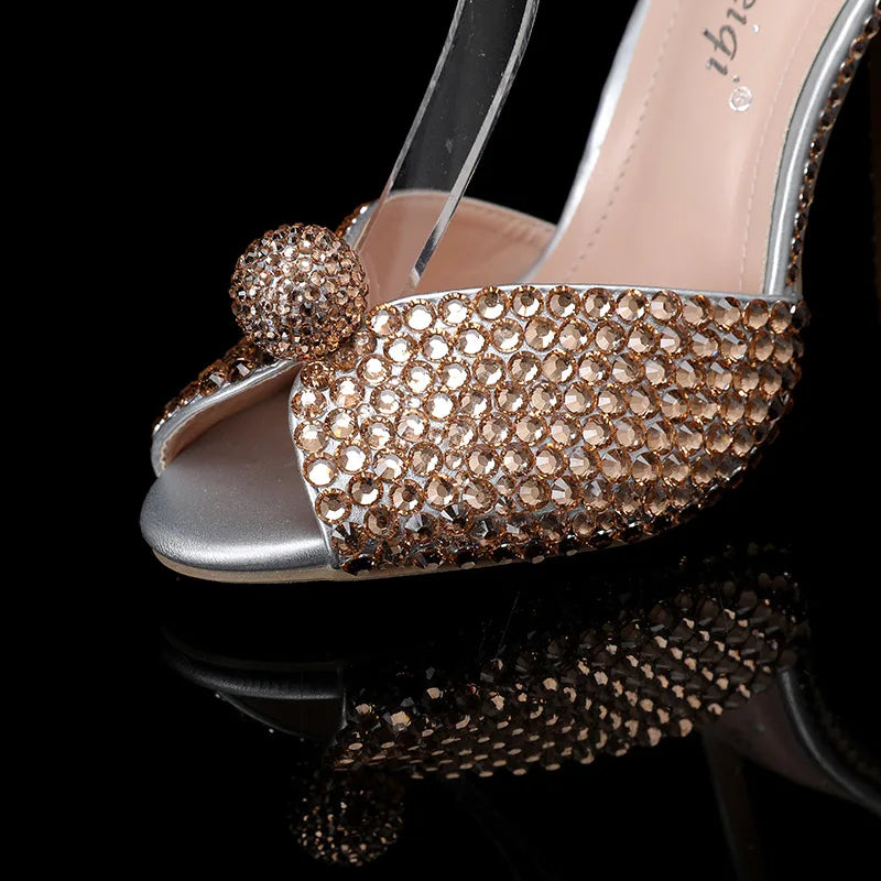 Fashion High Quality Wedding Shoes Women Pearls Studs Luxury Peep Toe White High Heels Buckle Designer Woman Sandal 43 Zapatos