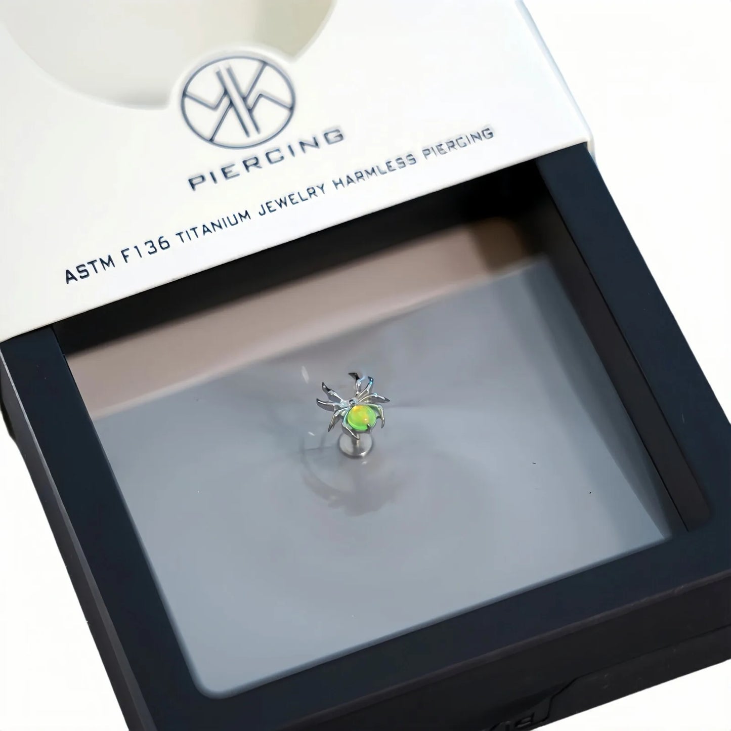 16G ASTM F136 Titanium Rod Opal Spider Cartilage Earrings Animal Spider Helix Tragus Lobe Stud Halloween Piercing Jewelry