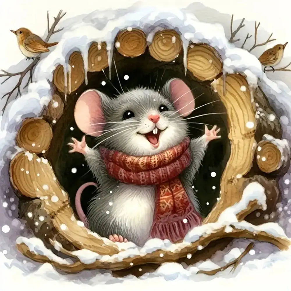 EverShine Diamond Embroidery Mouse Cartoon Diamond Painting Kit Rat Animal DIY Rhinestone Pictures Mosaic Winter Christmas Gift