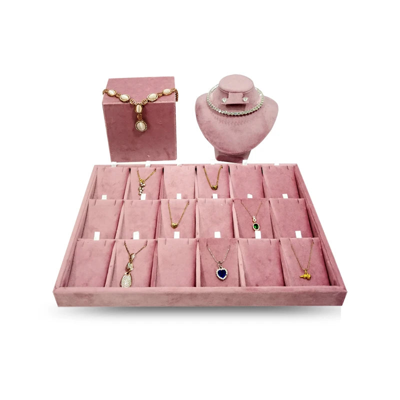 High End Pink Velvet Jewelry Display Props Ring Earrings Holder Necklace Bracelet Tray Organizer Jewelry Store Window Display