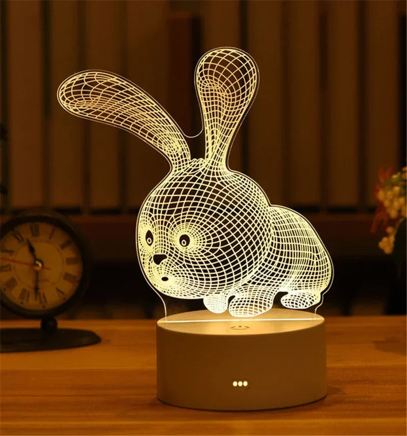3D Visual Illusion Night Light Visual Creative LED Desk Lamp Changes USB Powered Gift for Kids