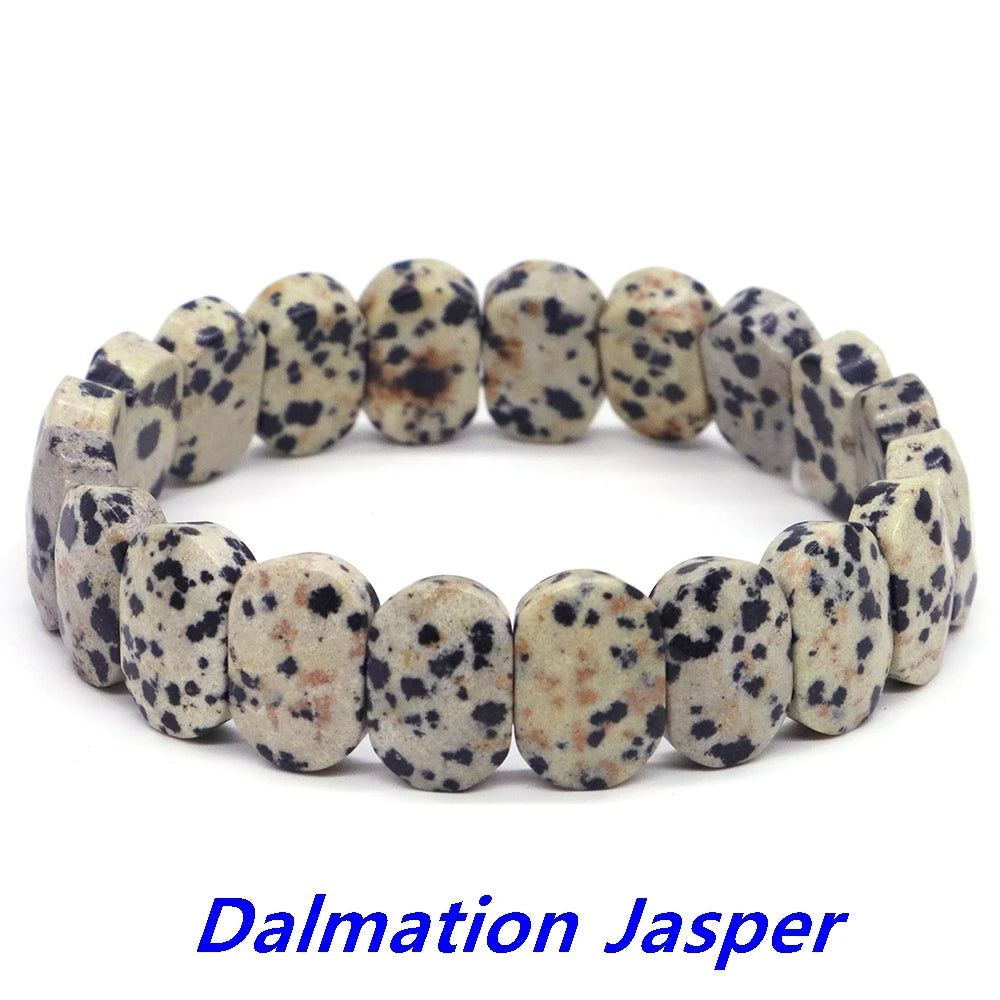 8x14mm New Natural Cut Square Beads Strand Elastic Bracelets Amethyst Healing Crystal Energy Rectangle Bangle Women Jewelry Gift