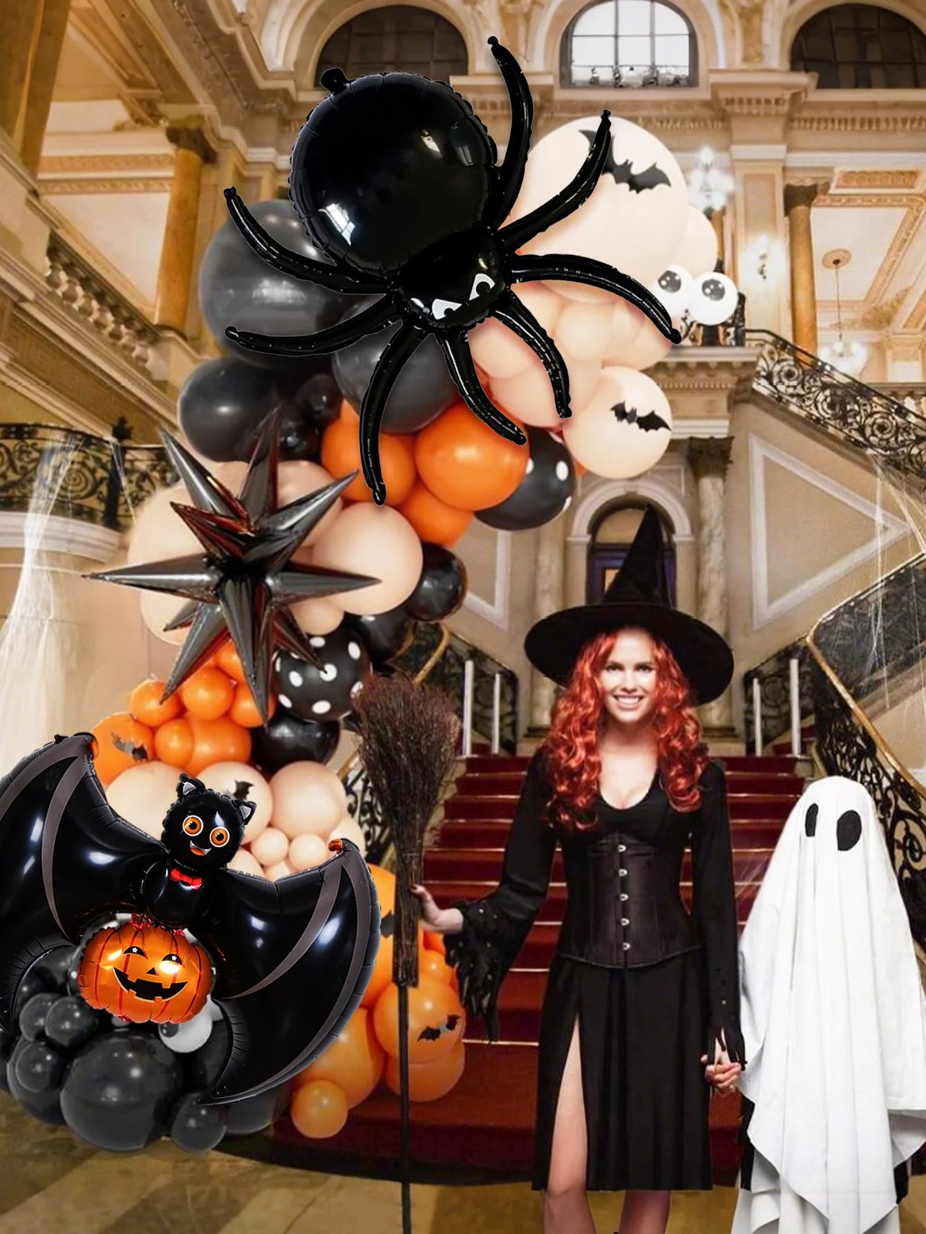 88pcs orange and black horror Halloween arch balloons, suitable for Halloween party horror theme, haunted house, birthday.