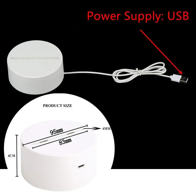 3D Visual Illusion Night Light Visual Creative LED Desk Lamp Changes USB Powered Gift for Kids