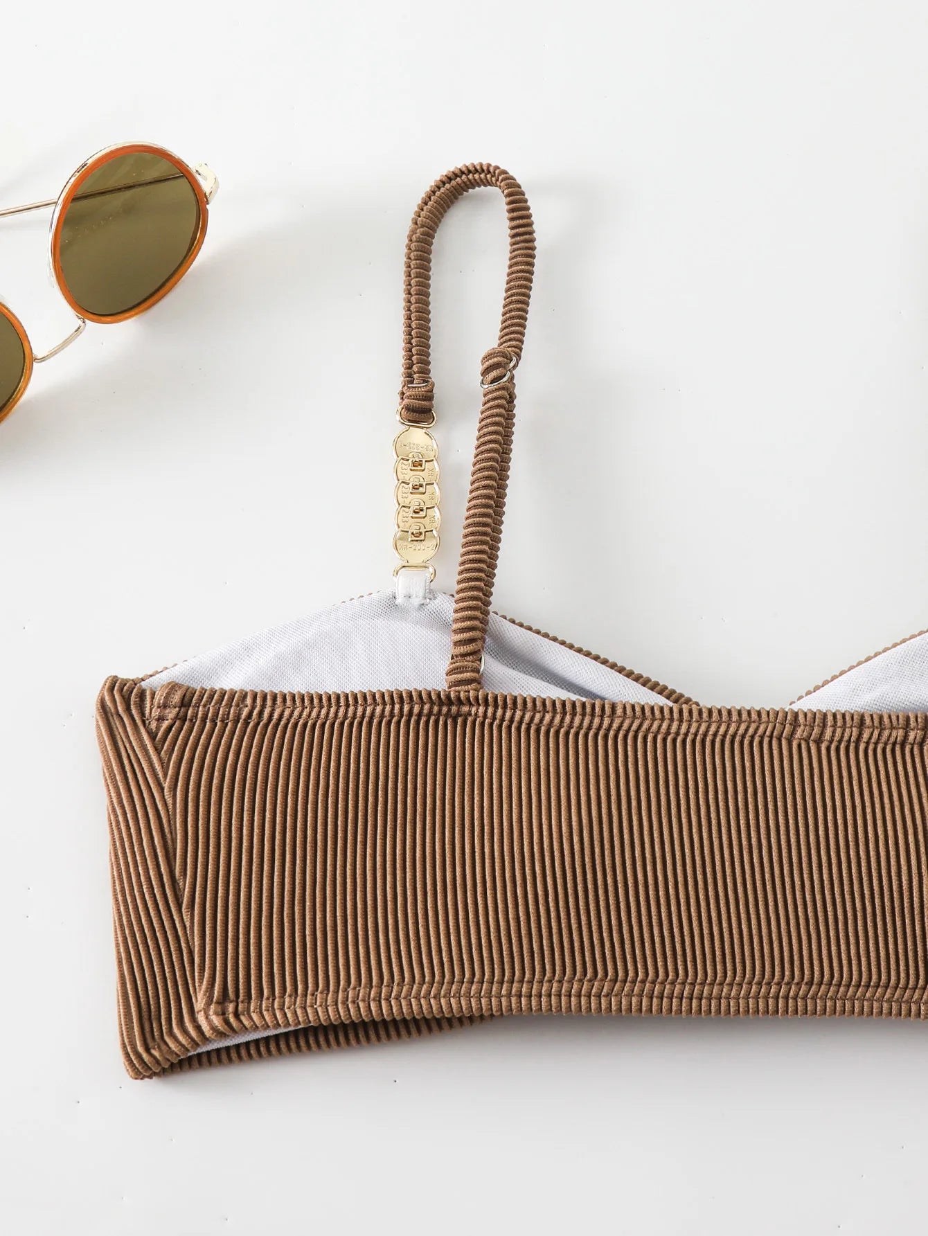 Sexy Micro Bikinis Sets Two Pieces Swimsuit Brown Swimwear Female Thong Brazilian Biquini Bandeau Ribbed Beach Wear Bathing Suit