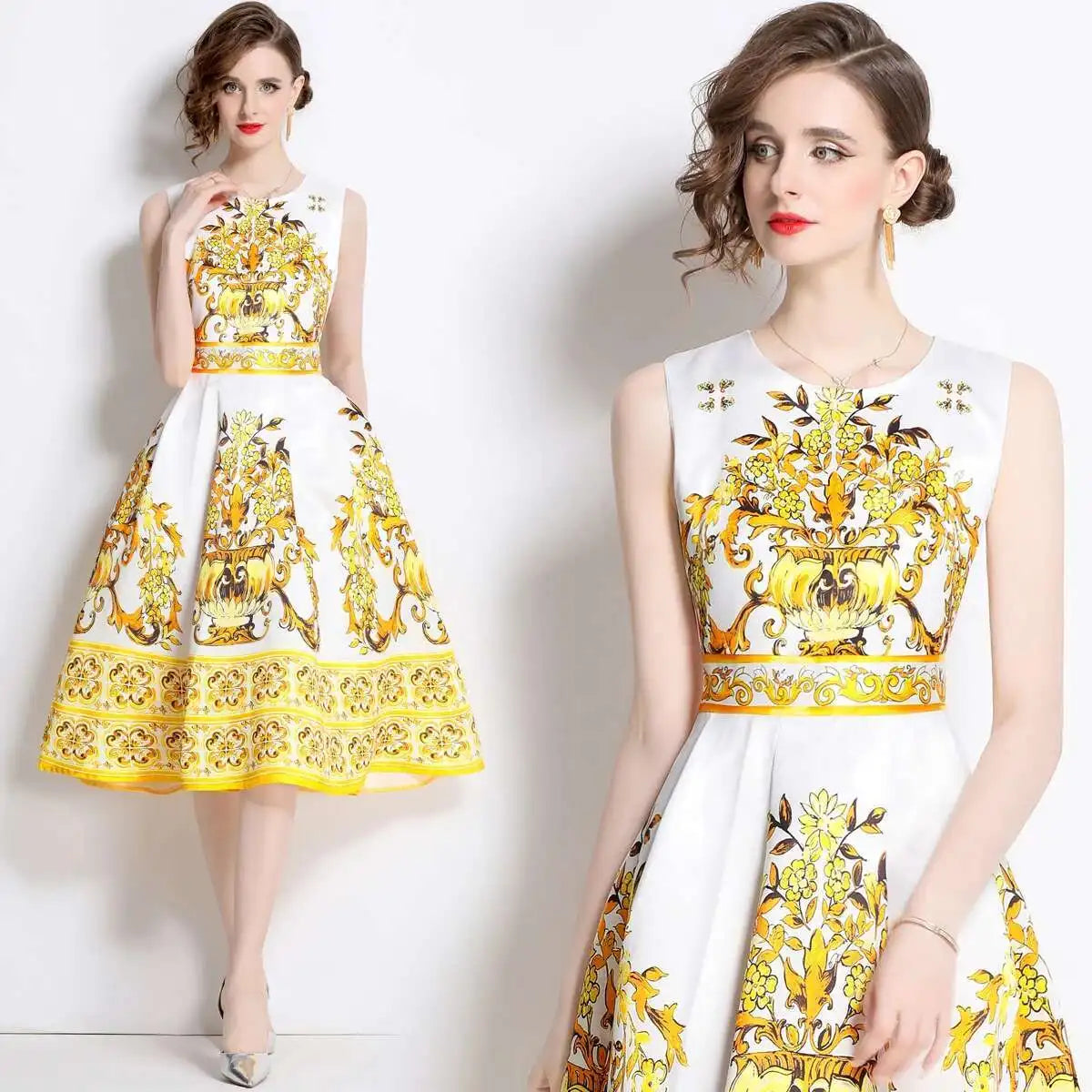 JAMERARY New Summer Hoilday Floral Midi Dress Women Printed A Line Long Vestidos