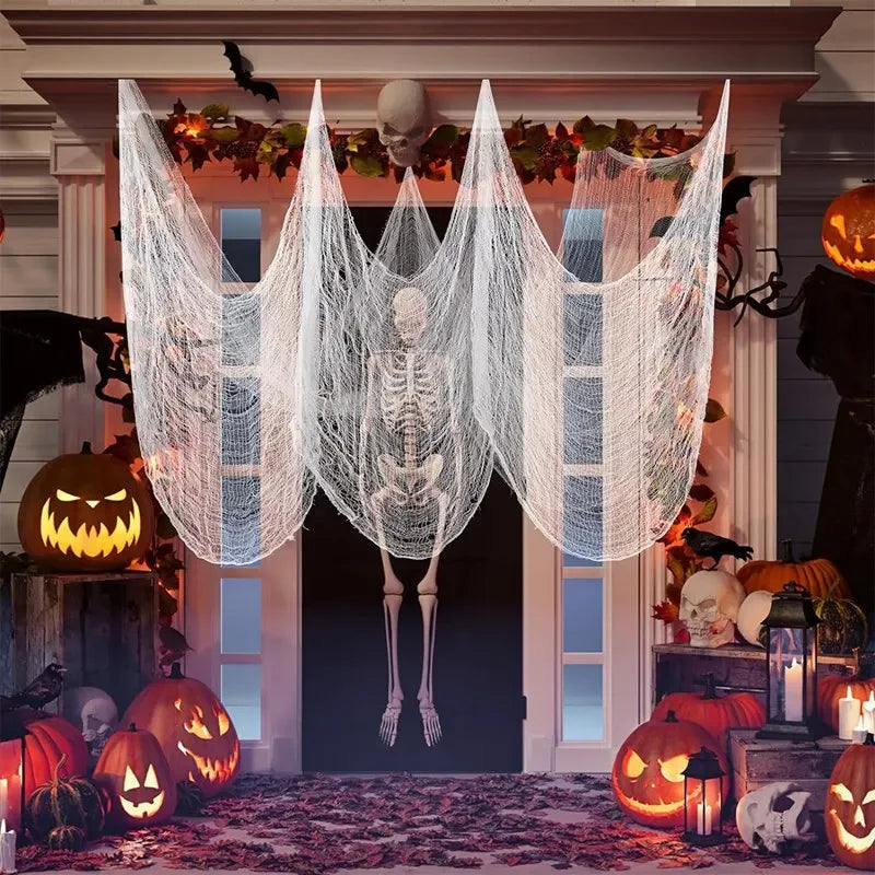 Halloween Creepy Cloth, White Spooky Gauze for Outdoor Hanging Haunted House Party Walls Doorway Entryways Indoor, Party Decor
