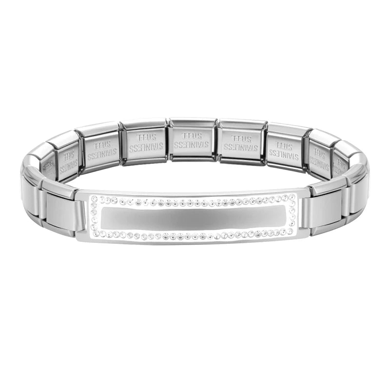 New Fashion Women Romantic Heart Star Zircon 9MM Width Stainless Steel Bracelet Bangle Girls Wedding Christmas Gift Jewelry