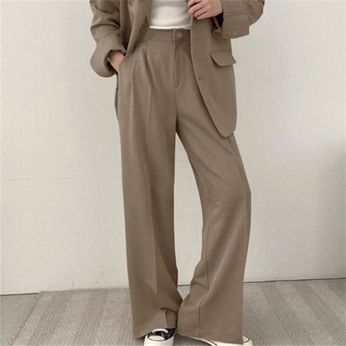 2025 Autumn New Women's Clothing Suit Jacket Casual Pants Set Wide Leg Suit Pants Elegant Office Lady Business Suit Set Blazers