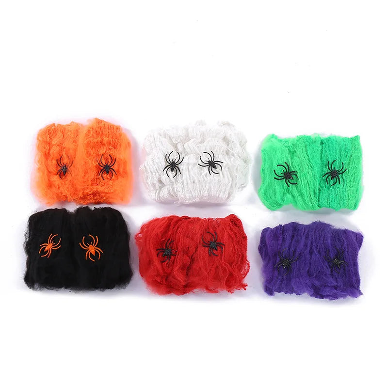 White Spider Web For Halloween Decorations Artificial Stretchy Cobweb For Halloween Scary Party Scene Decor Haunted House Props