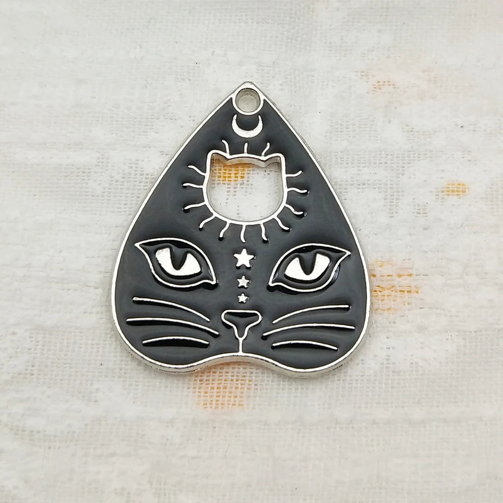 10pcs Cat Moon Bat Eye Charms for Jewelry Making Enamel Earring Phone Keychain Pendant Diy Accessories Alloy Metal White Plated
