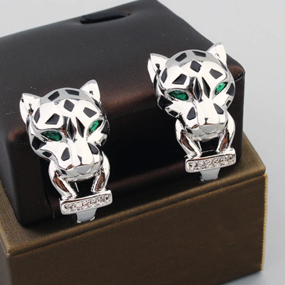Zlxgirl Green Eye Jet leopard pendant with Earrings Jewelry Set AAA micro pave cubic zircon copper necklace sets fashion jewelry