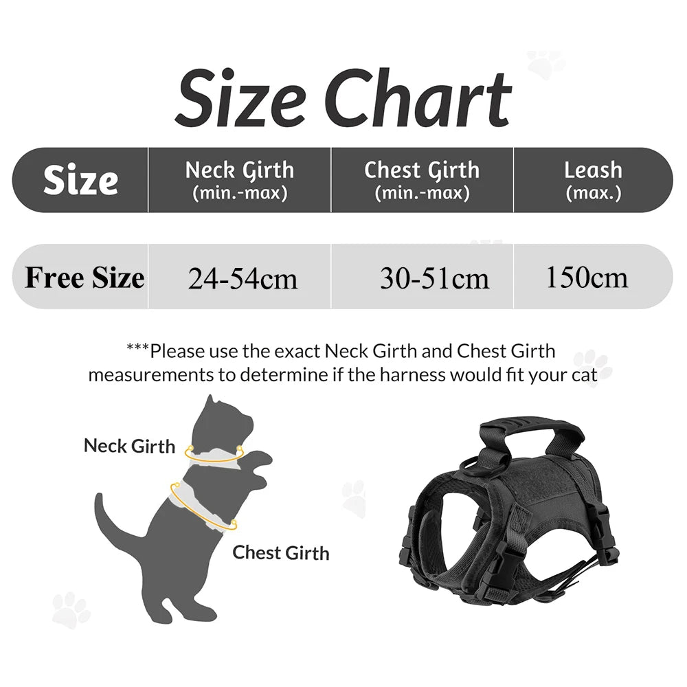 Tactical Cat Harness Leash Adjustable Puppy Vest For Military Small Dogs Harnesses 9Pcs Patches Walking Training Cat Accessories
