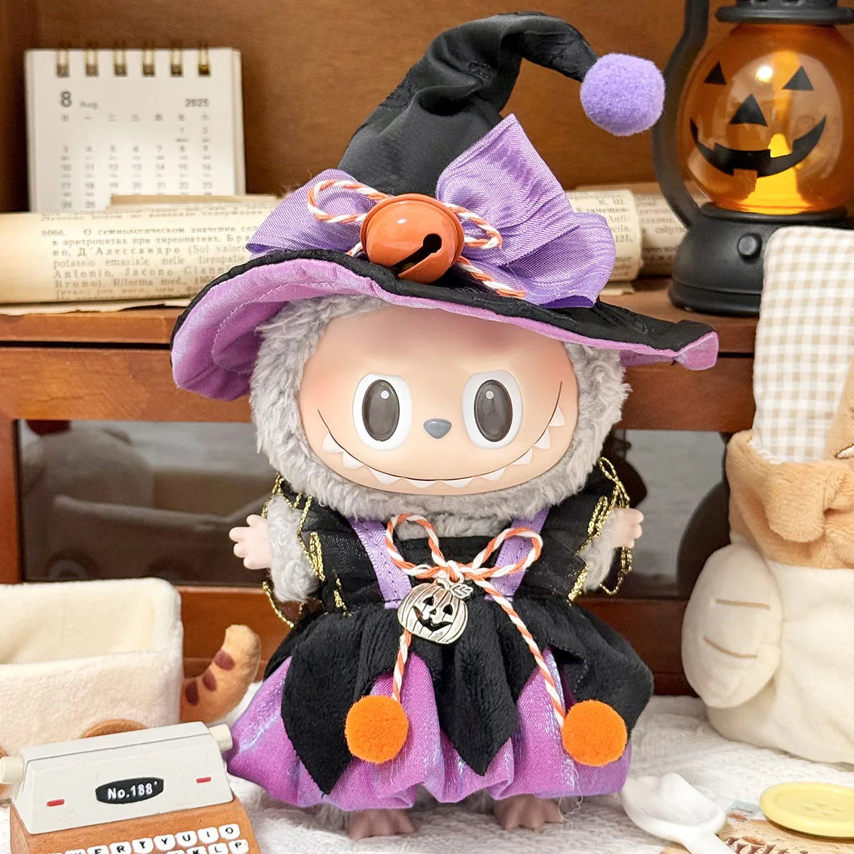 Halloween Witch Outfit for 15/17cm Labubu Doll's Clothes Starry Night Spooky Costume Outfit Accessories Gifts