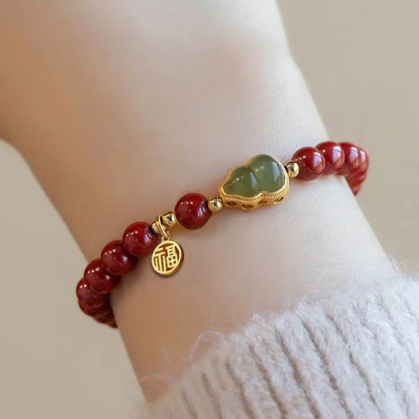 Lucky Natural Stone Cinnabar Real Bead Pixiu Bracelets Women Men Wealth Protection Hand String Vintage Bangles Gift