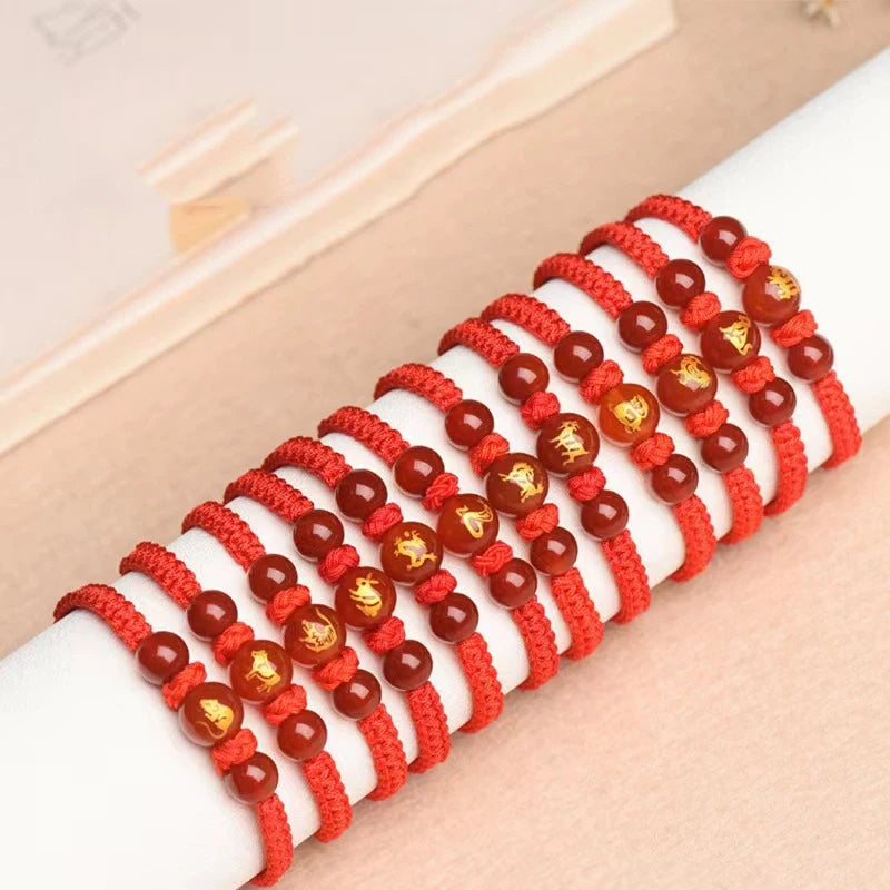 Good Luck 12 Constellation Zodiac Sign Braided Animal Couples Bracelet for Men Women Red Rope Bracelet New Year Jewelry Gift