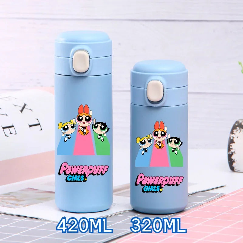 320ml/420ml The Powerpuff Girls Portable Large Capacity Sport Water Bottle Children Drinking Cup Thermal Stainless Steel