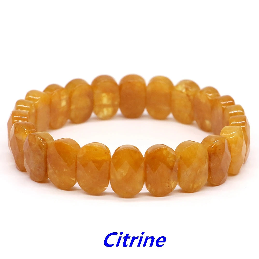 8x14mm New Natural Cut Square Beads Strand Elastic Bracelets Amethyst Healing Crystal Energy Rectangle Bangle Women Jewelry Gift