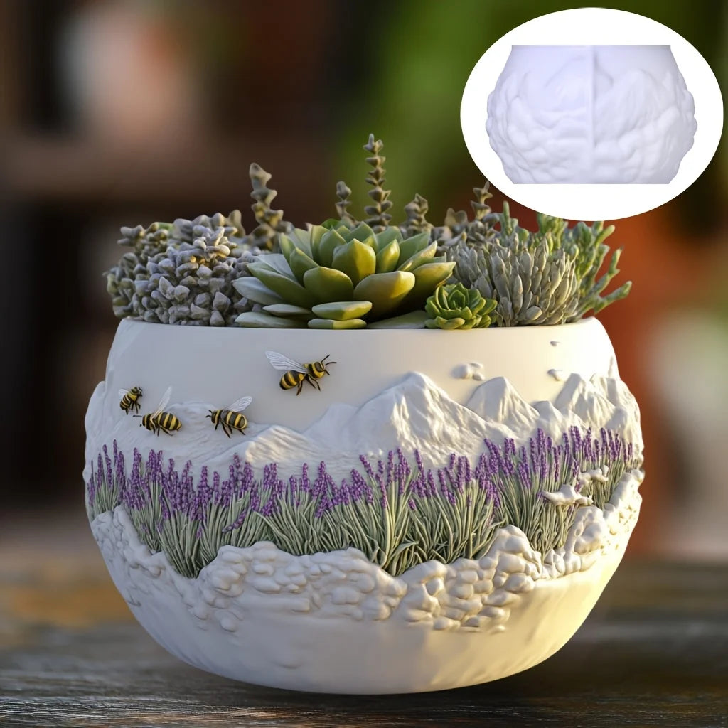 Windmill Town Succulent Plant Pot Silicone Mold Windmill Town House Relief Flower Pot Resin Mold Dream house storage box molds