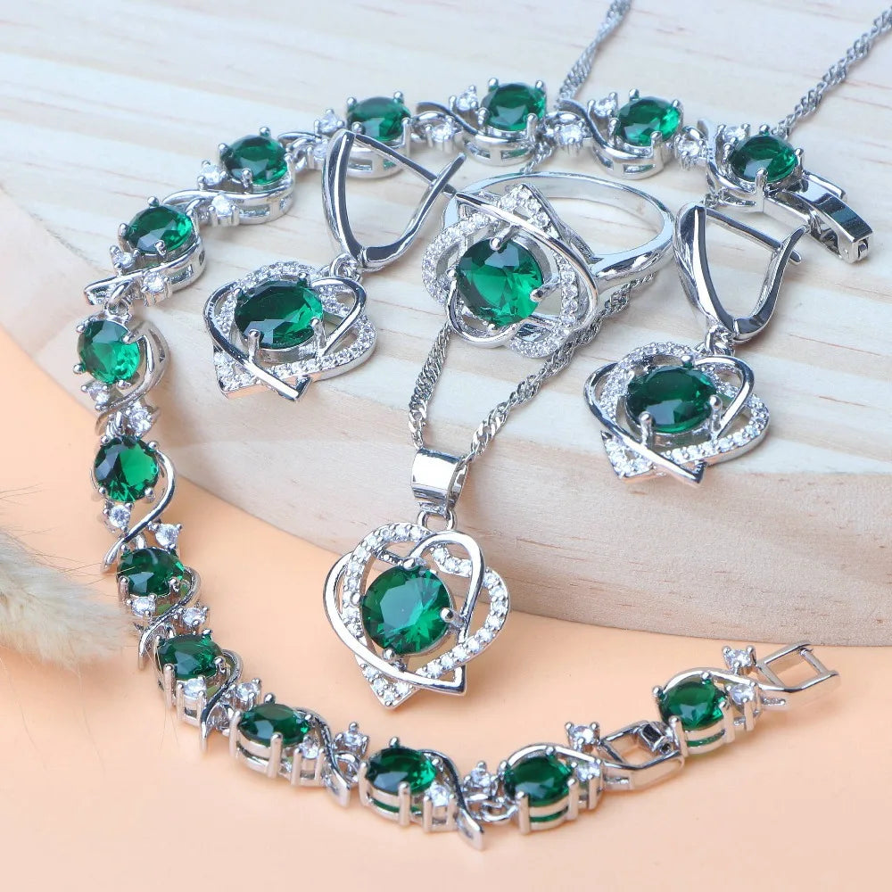 Natural Magic Rainbow Zircon Jewelry Sets Bridal Luxury Bracelets Earrings Rings Pendant Wedding Necklace Set For Women Jewelry