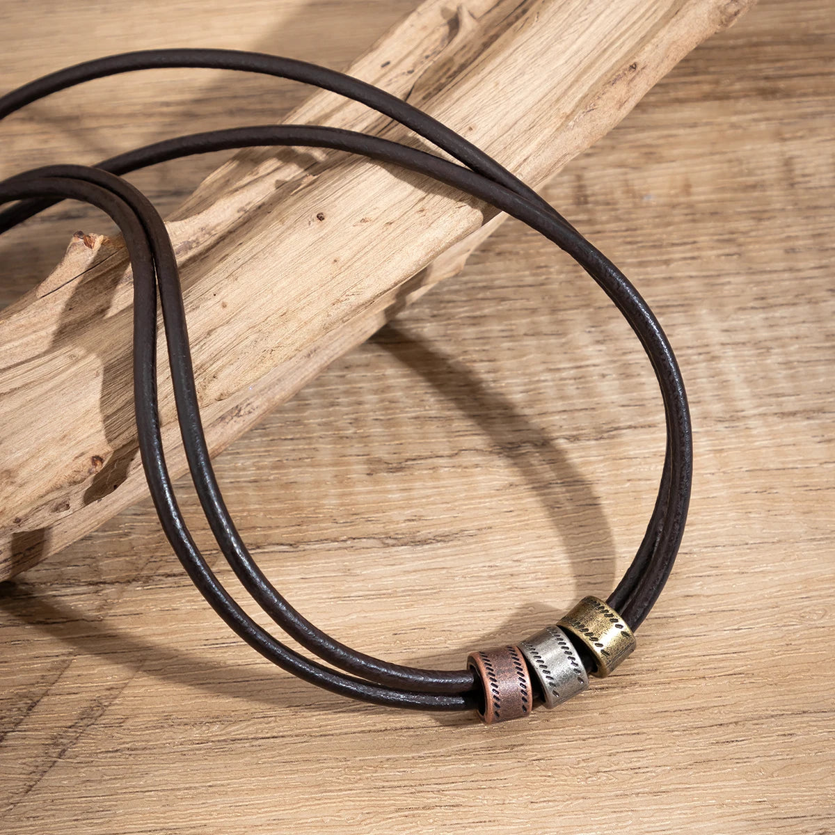 Vintage Pu Leather with Metal Beads Choker Necklace for Men Trendy Collar on the Neck Accessories 2023 Fashion Jewelry Male Gift