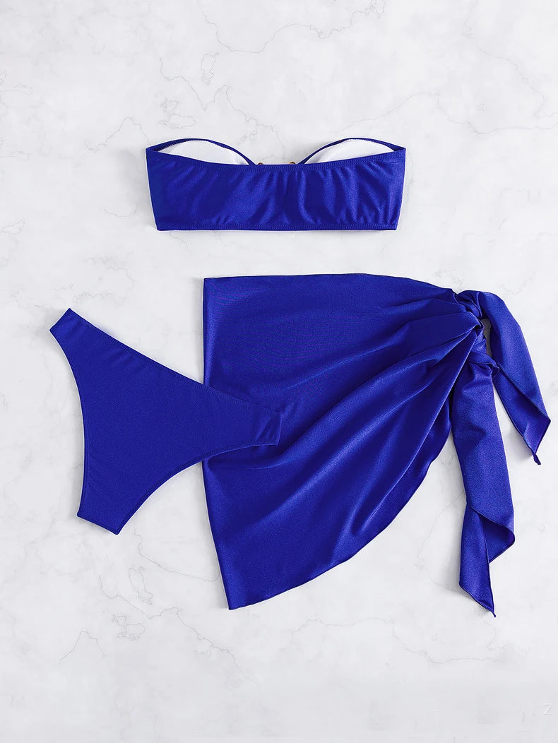 2025 3Pack Bikinis Beach Skirt Tunics for Beach Cover up Swimwear Crossed Back Swimsuit Mesh Bathing Suit Summer