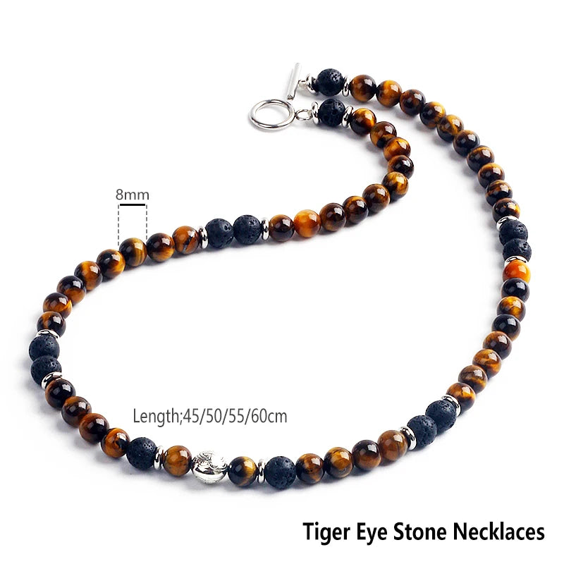 Reiki Lava Tiger Eye Stone Bracelets Men Fashion Nature Energy Stone Chakra Beads Yoga Healing Bracelet Diffuser Jewelry Pulsera