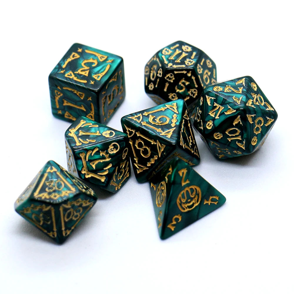 7pcs Set Relief Halloween Pattern Board Game Dice Set, DND Game Dice