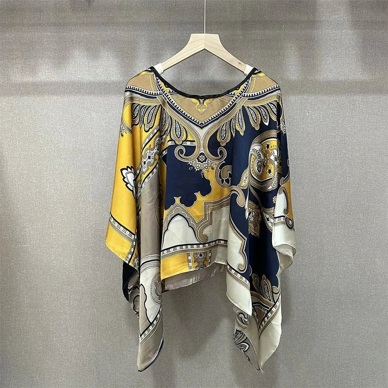 2024 Shawls Summer Beach Sexy Women Fashion Print Chiffon Smock Bikini Cover Up Loose Blouse Sunscreen Comfortable Poncho Hot